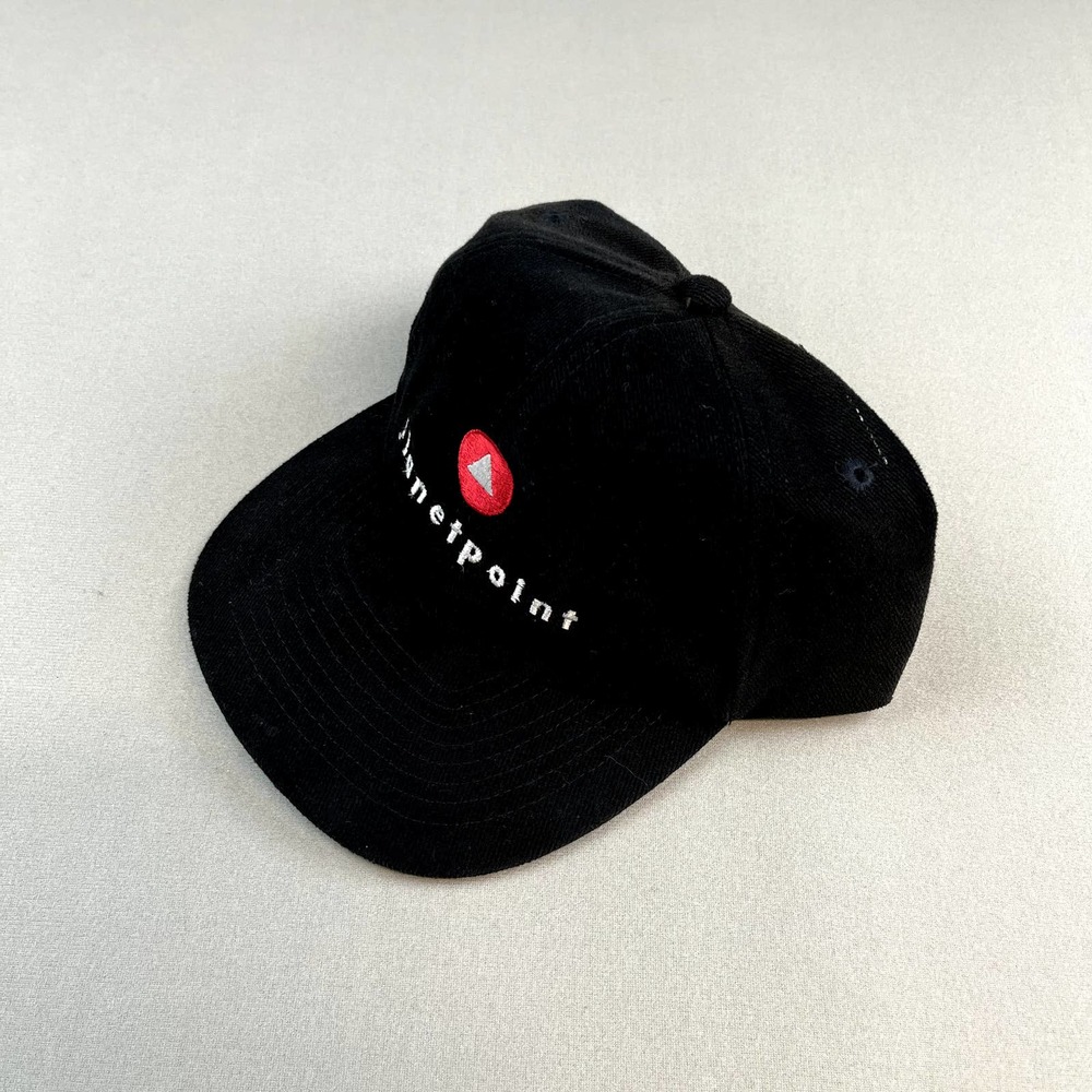 Vintage Technology Network Hat Strapback Black Red Planet Point Website Tech 90s